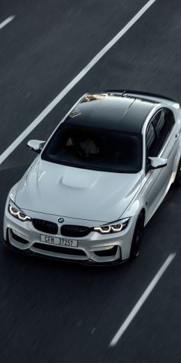 white bmw, top view Wallpaper 720x1440