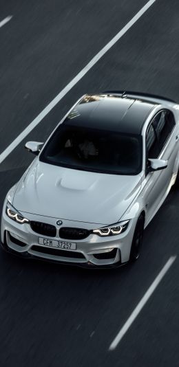 white bmw, top view Wallpaper 1440x2960