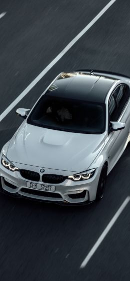 white bmw, top view Wallpaper 1080x2340