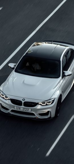 white bmw, top view Wallpaper 1440x3200