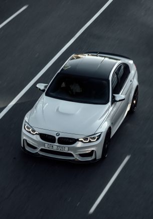 Обои 1668x2388 белый BMW, вид сверху