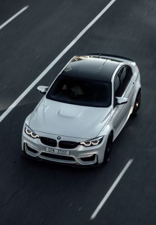 Обои 1640x2360 белый BMW, вид сверху