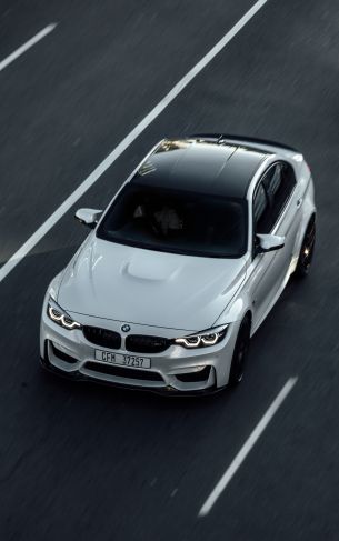 white bmw, top view Wallpaper 1752x2800