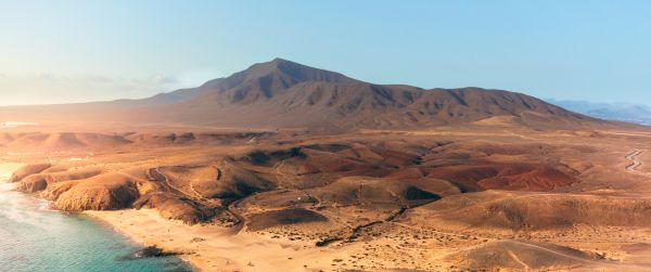 Lanzarote, Spain, bird's eye view Wallpaper 3440x1440