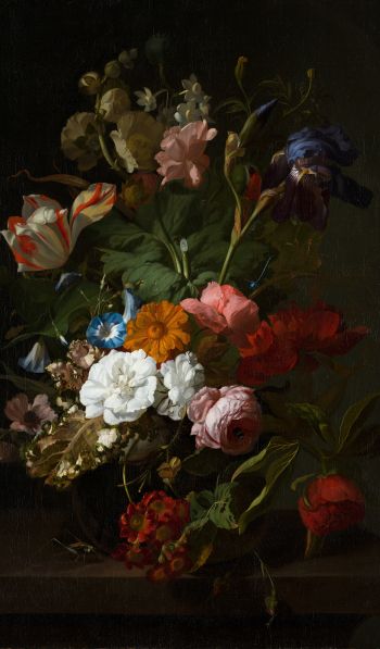 oil painting, flower arrangement, dark Wallpaper 600x1024