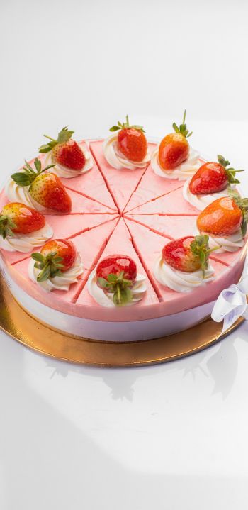 strawberry pie, cake, sweetness Wallpaper 1080x2220