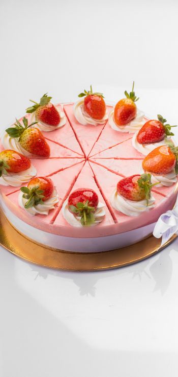 strawberry pie, cake, sweetness Wallpaper 1080x2280