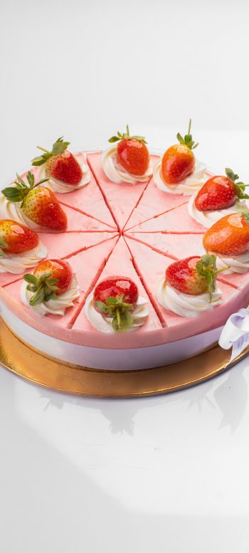 strawberry pie, cake, sweetness Wallpaper 1440x3200