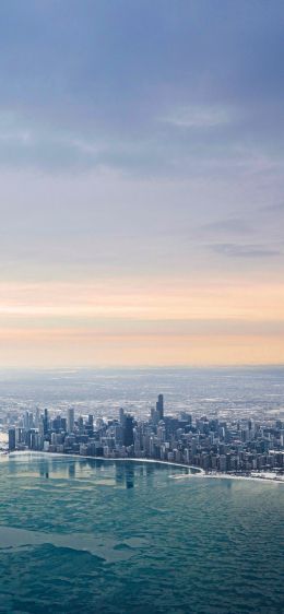 Chicago, USA, bird's eye view Wallpaper 828x1792