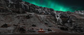Iceland, lake house Wallpaper 2560x1080