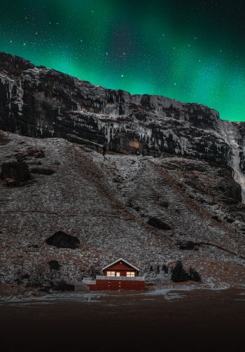 Iceland, lake house Wallpaper 1640x2360