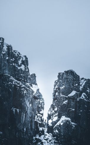mountains, snow, sky Wallpaper 1600x2560
