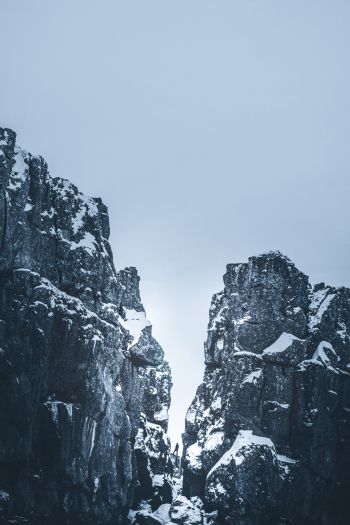 mountains, snow, sky Wallpaper 640x960