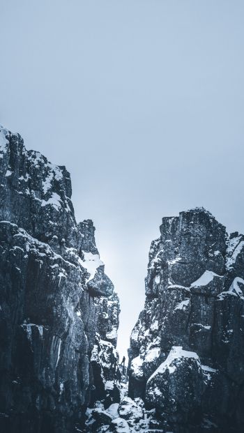 mountains, snow, sky Wallpaper 640x1136
