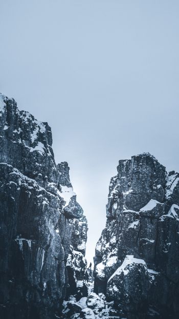mountains, snow, sky Wallpaper 1080x1920