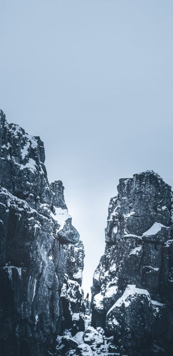 mountains, snow, sky Wallpaper 1080x2220