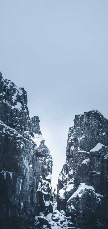 mountains, snow, sky Wallpaper 1440x3040