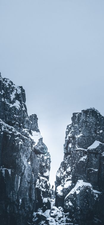 mountains, snow, sky Wallpaper 1170x2532