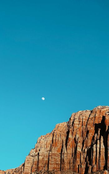 moon, blue sky, mountains Wallpaper 1752x2800