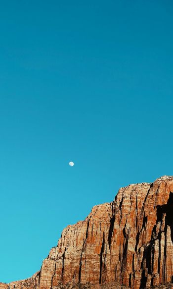 moon, blue sky, mountains Wallpaper 1200x2000