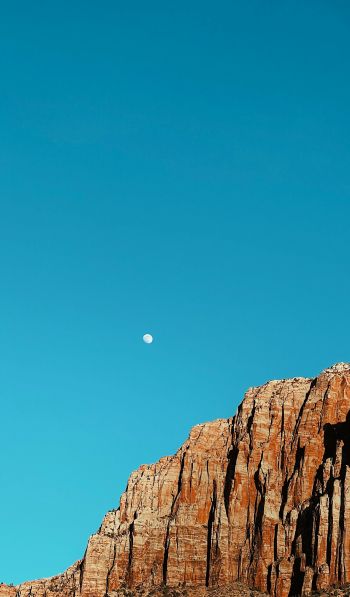 moon, blue sky, mountains Wallpaper 600x1024