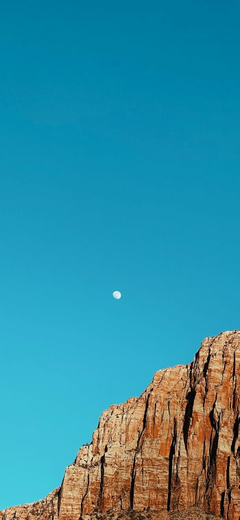 moon, blue sky, mountains Wallpaper 1170x2532