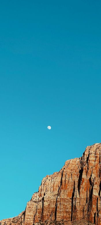 moon, blue sky, mountains Wallpaper 720x1600