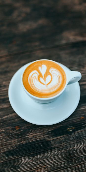 cappuccino, latte-art, coffee cup Wallpaper 720x1440