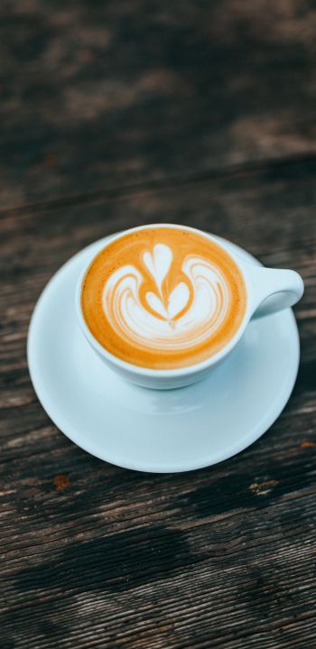 cappuccino, latte-art, coffee cup Wallpaper 1080x2220