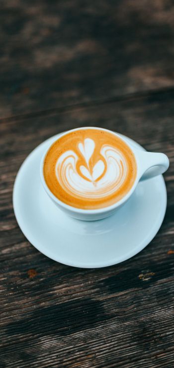 cappuccino, latte-art, coffee cup Wallpaper 1080x2280