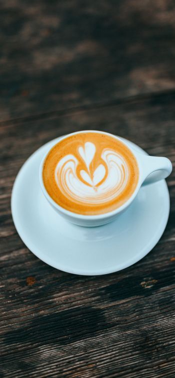 cappuccino, latte-art, coffee cup Wallpaper 1125x2436