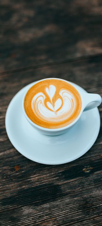 cappuccino, latte-art, coffee cup Wallpaper 1080x2400
