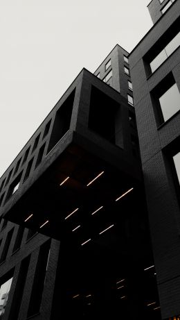 building, black and white, black Wallpaper 640x1136