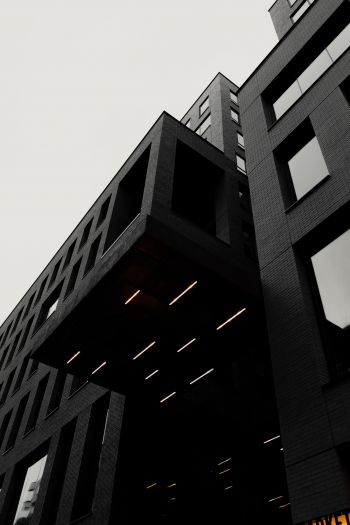 building, black and white, black Wallpaper 640x960