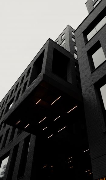 building, black and white, black Wallpaper 600x1024
