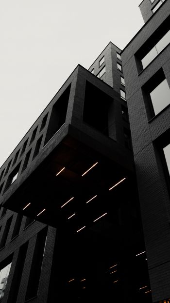 Обои 640x1136 здание, черное и белое, черный