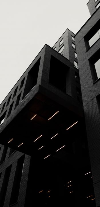 building, black and white, black Wallpaper 1440x2960
