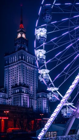 Warsaw, Poland, ferris wheel Wallpaper 640x1136