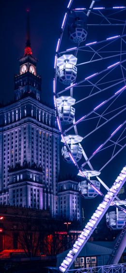 Warsaw, Poland, ferris wheel Wallpaper 1080x2340