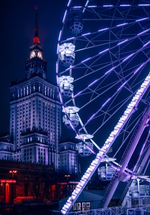 Warsaw, Poland, ferris wheel Wallpaper 1640x2360