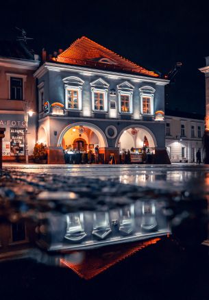 Kielce, Poland, night city Wallpaper 1640x2360