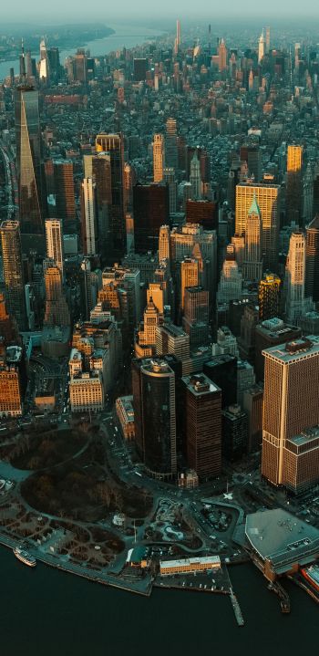 New York, USA, bird's eye view Wallpaper 1080x2220