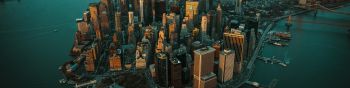 New York, USA, bird's eye view Wallpaper 1590x400