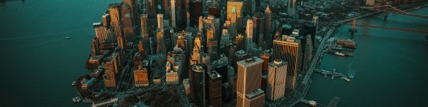 New York, USA, bird's eye view Wallpaper 1590x400