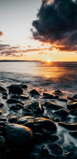 seashore, sunset, beach Wallpaper 1080x2220