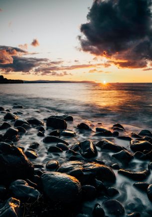 seashore, sunset, beach Wallpaper 1668x2388