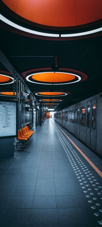 Обои 1440x3200 станция метро, Брюссель, Бельгия