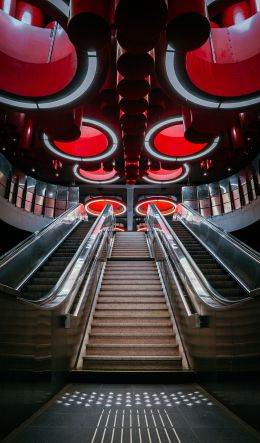 escalator, Brussels, Belgium Wallpaper 600x1024