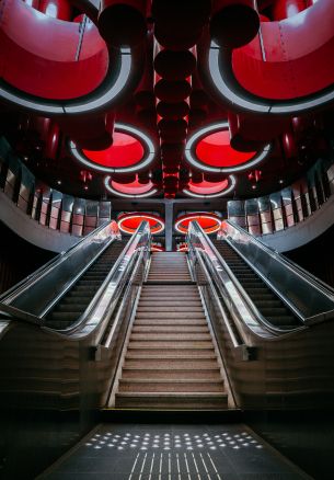 escalator, Brussels, Belgium Wallpaper 1640x2360