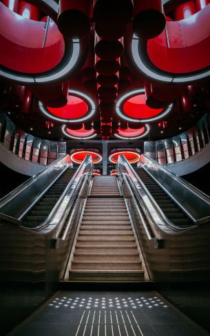 escalator, Brussels, Belgium Wallpaper 1200x1920